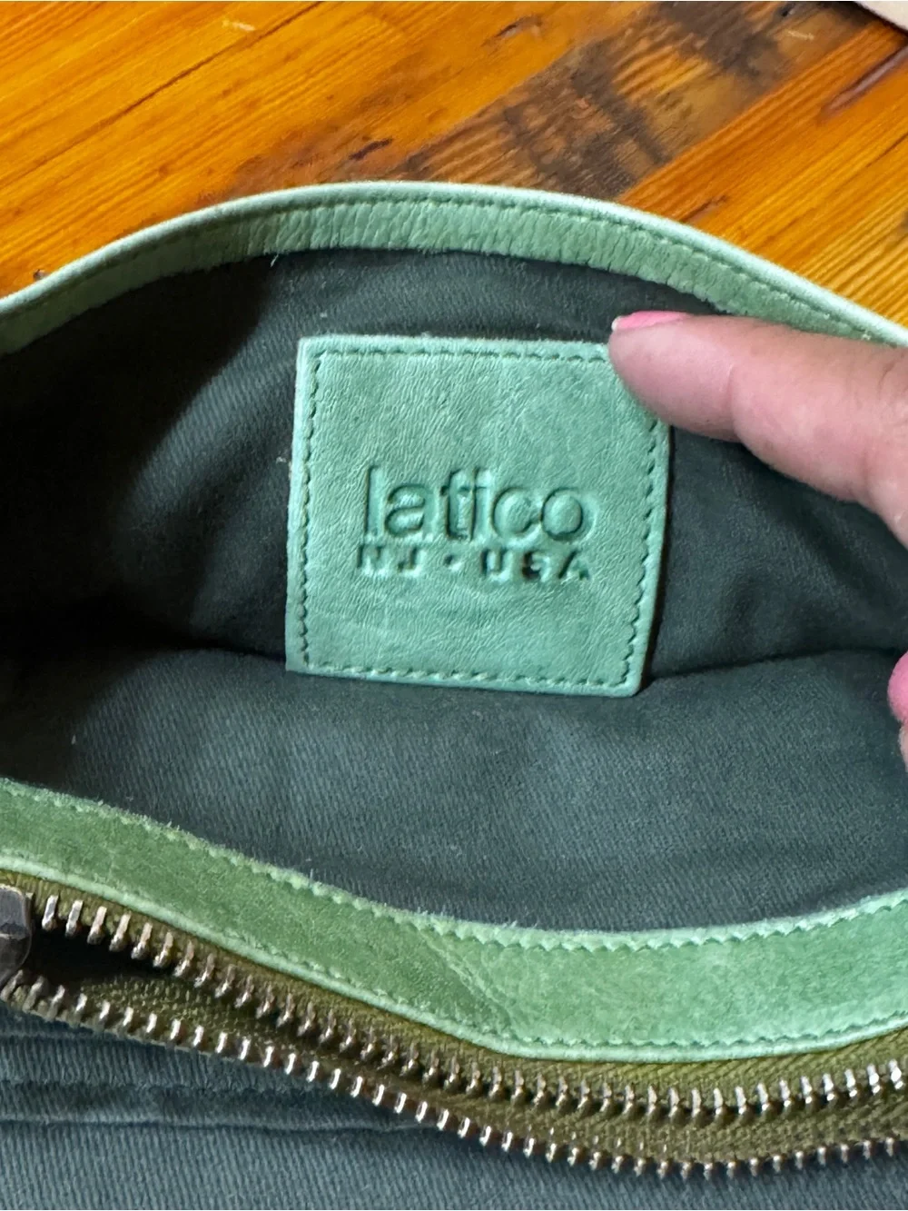 latico Mint Green Leather Fold-Over Clutch wallet